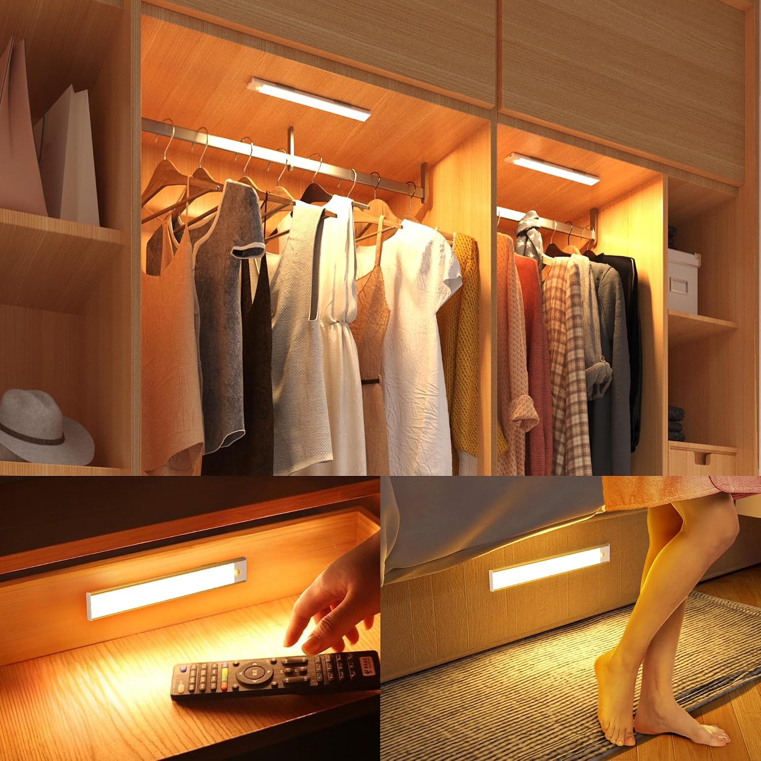 Mexllex Under Cabinet Light 2-Pack 30cm 126 LEDs 3 Colours with Motion Sensor