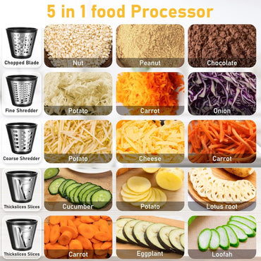 Meykey 5‑Cone Automatic Electric Vegetable Slicer with Stainless Steel Blades
