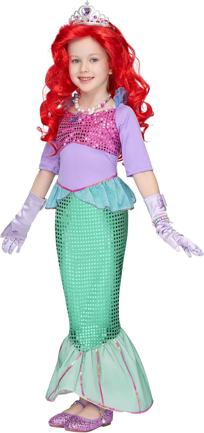 Spooktacular Creations Mermaid Costume for Girls with Wig and Headband
