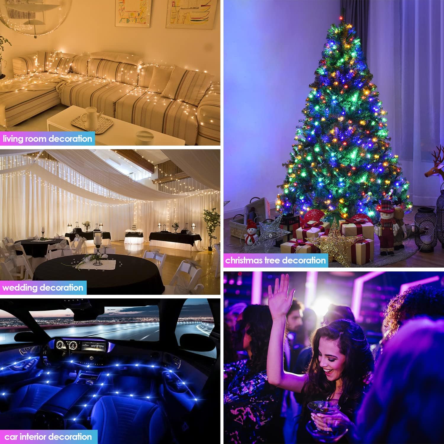 ZWOOS 10m 100 LED RGB String Lights Music Sync USB IP65 App Remote