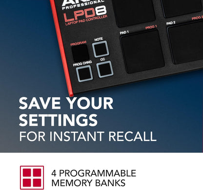 Akai LPD8 Portable USB MIDI Controller with RGB Pads