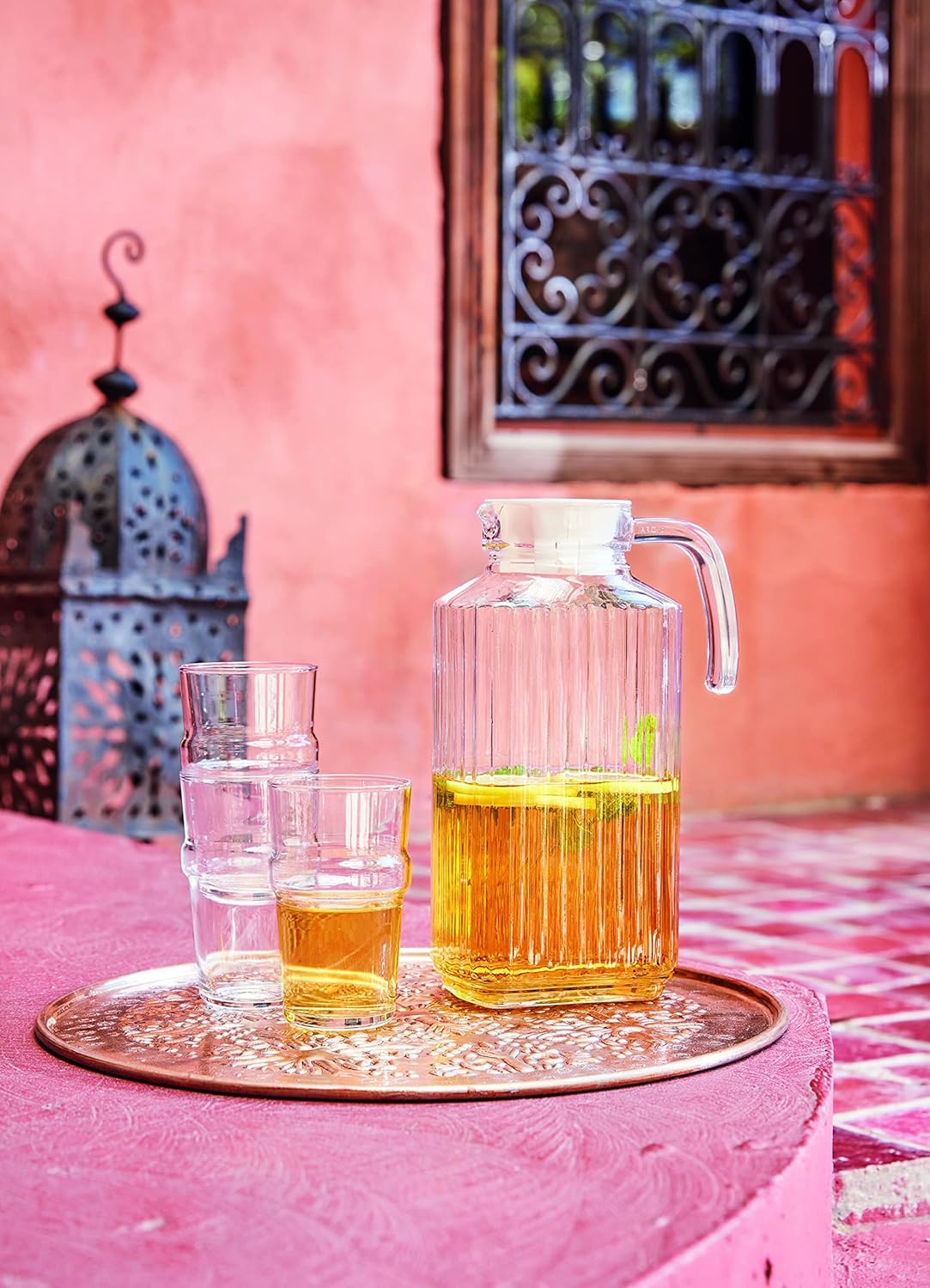 Luminarc Arcoroc Quadro 1.7L Glass Pitcher with White Plastic Lid