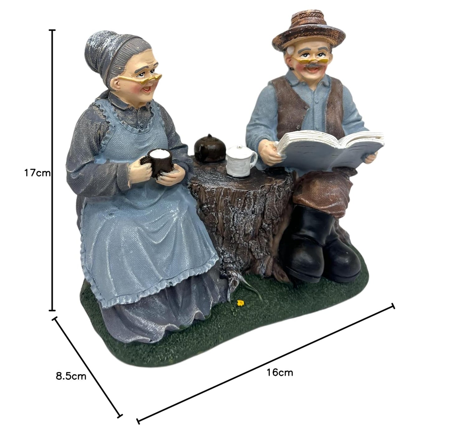 AUGEN Polyresin Old Couple Decorative Idol Statue Home Décor