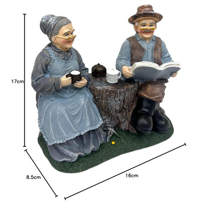 AUGEN Polyresin Old Couple Decorative Idol Statue Home Décor