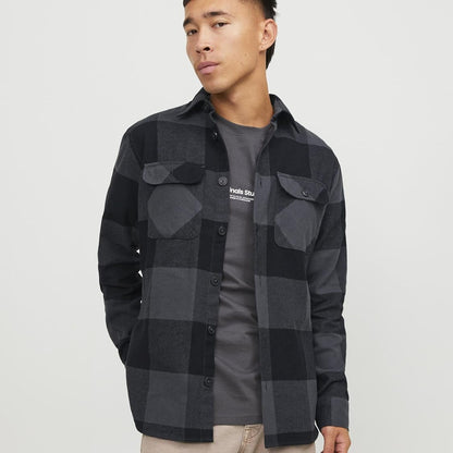 JACK & JONES Men's Comfort Fit Overshirt – Classic Cotton Long‑Sleeve Shirt