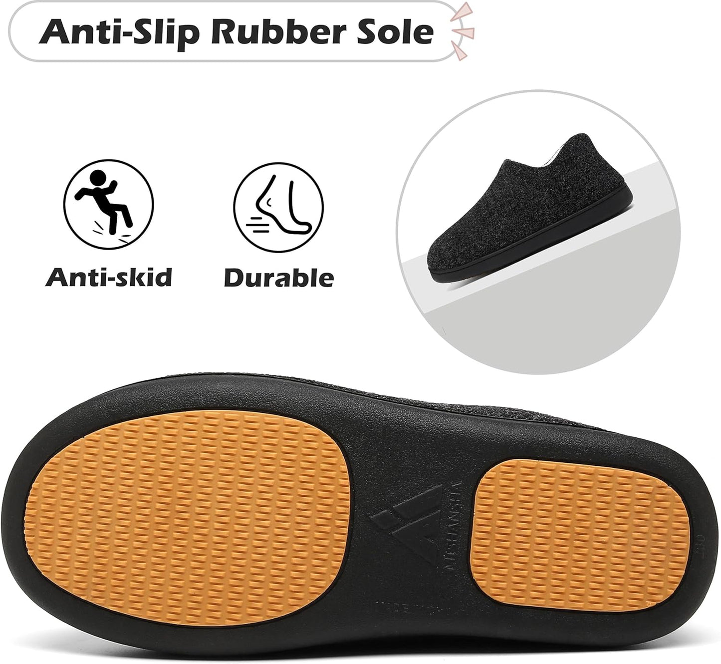 Mishansha Men's Winter Slippers – Warm Black Indoor Shoes