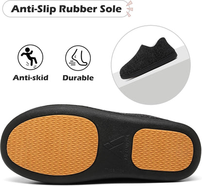 Mishansha Men's Winter Slippers – Warm Black Indoor Shoes