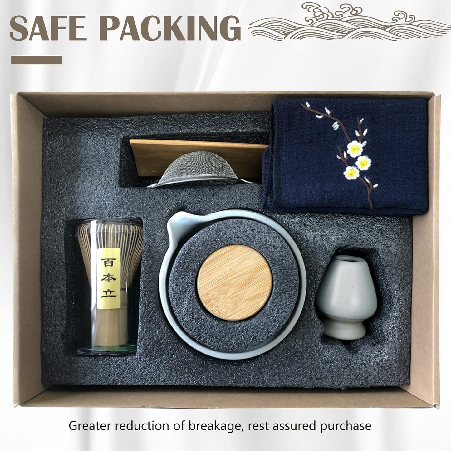 Artcome 9 Piece Japanese Matcha Tea Set with Bamboo Bowl, Whisk, Pourer and Accessories