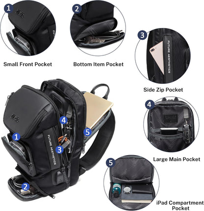 VARLIVOO Men's Waterproof USB Charging Sling Chest Bag for Tech & Travel
