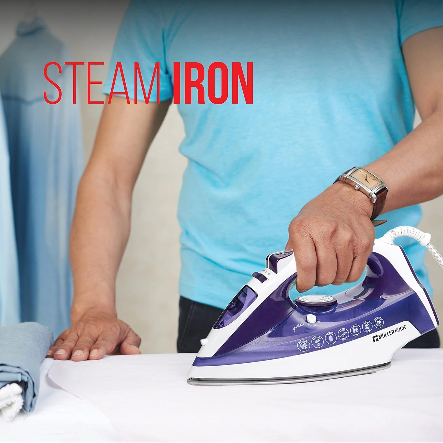 Mueller Koch MK-6045 2400W Ceramic Steam Iron with Auto Shutoff