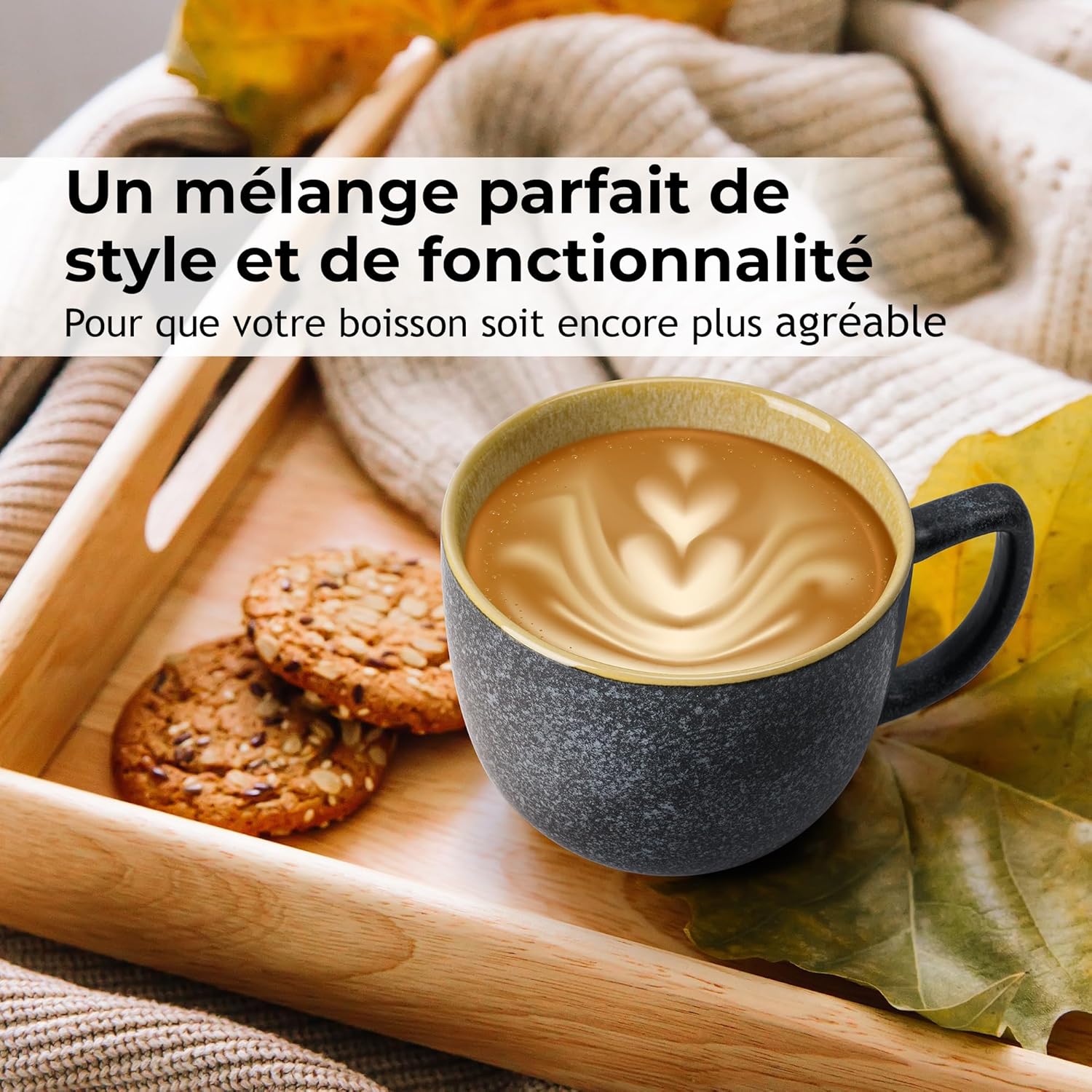 MIAMIO 6-Piece 470ml Ceramic Coffee Mug Set – Colorful Stoneware Las Palmitas Collection