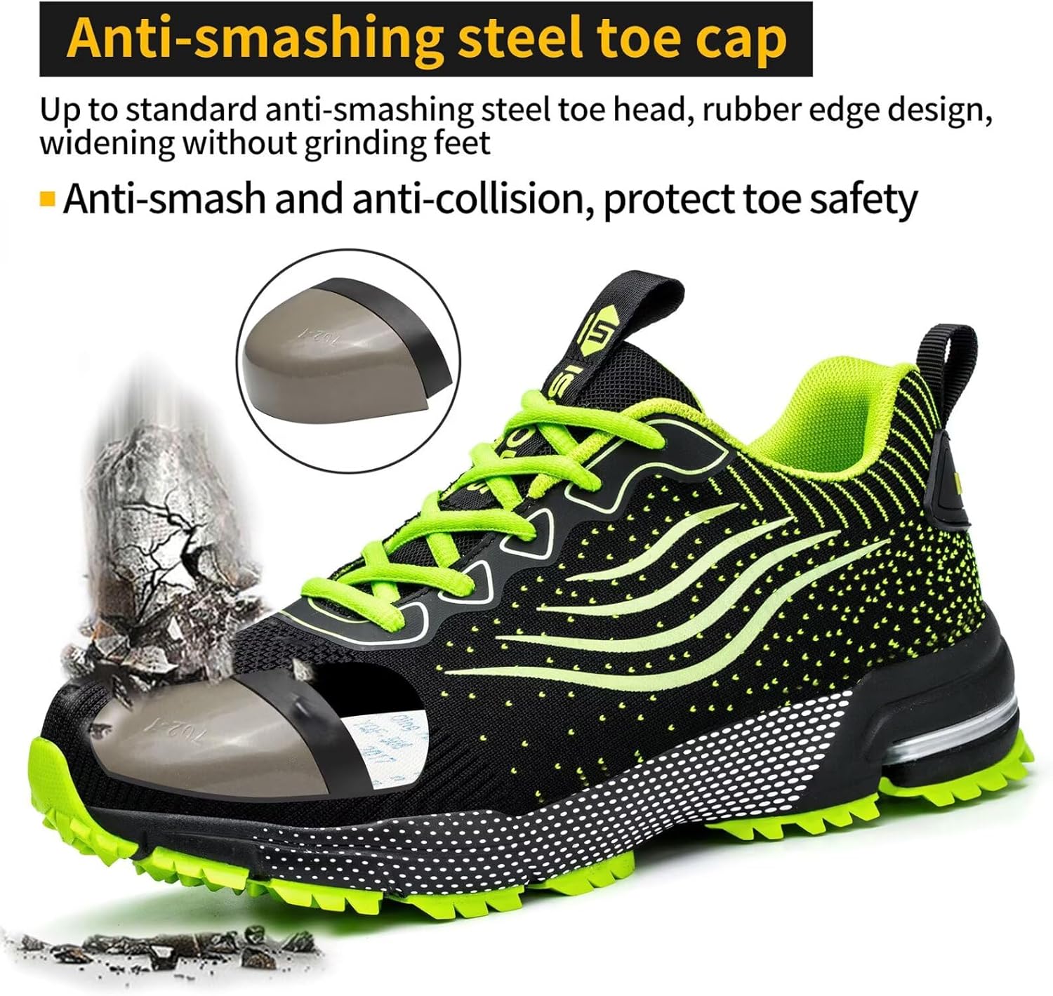 CYKYGGO Lightweight Steel Toe Safety Shoes for Men and Women