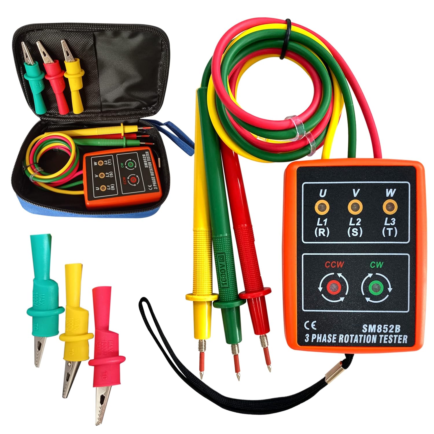 Soonkoda 3-Phase Sequence Tester with LED, Buzzer, 600V