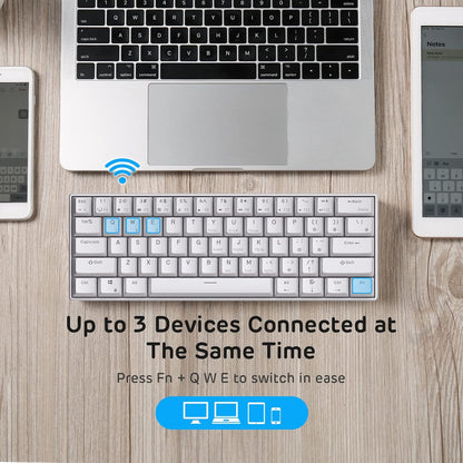 RK61 Wireless 60% Mechanical Gaming Keyboard – Blue Switch – White