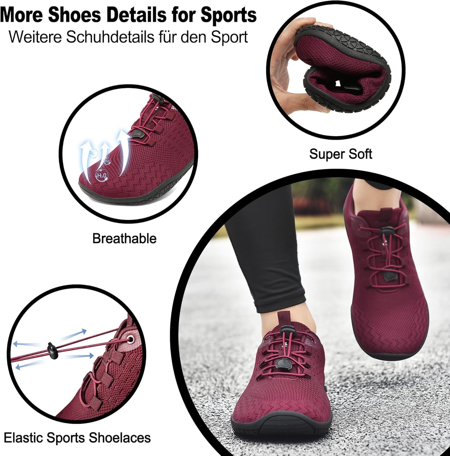 Geweo Unisex Barefoot Running Shoes – Lightweight Breathable Minimalist Design