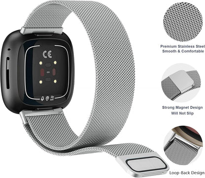 DMVEIMAL Magnetic Mesh Watch Band for Fitbit Versa 3 4 Sense 2 3 Pcs