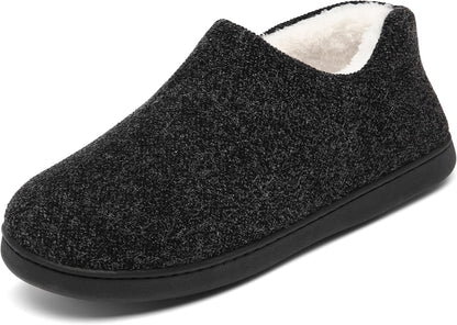 Mishansha Men's Winter Slippers – Warm Black Indoor Shoes