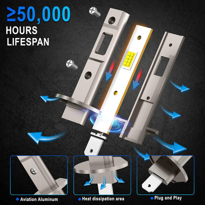 Sycreek H1 LED 100W 22000LM 6500K Cool White CANBUS Car Conversion Kit with Fan, 2 Bulbs