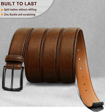 KEMISANT Reversible Men's Leather Belt – Double‑Sided Black/ Deep Brown