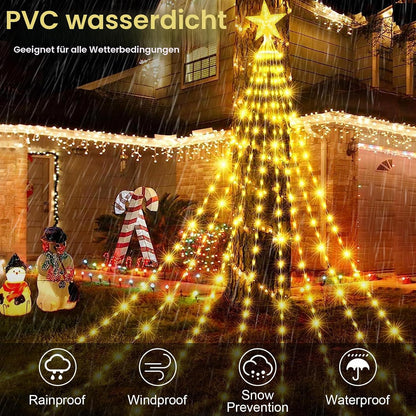 WoskjXas Christmas Tree Waterfall Lights 9-Piece 198 LED 2 m 8 Modes Remote Control USB IP65