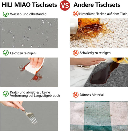 HELI MIAO Washable Heat-Resistant Leather Placemats Set of 6