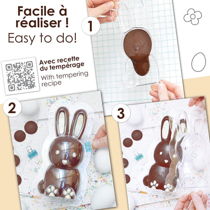 Transparent 3D Chocolate Rabbit Baking Mould – Professional Easter Candy Form