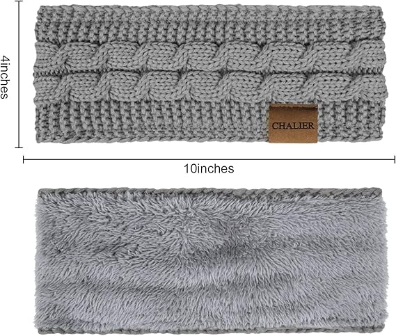 Chalier Cozy Winter Cable Knit Headband Set for Women – Warm Ear Warmer