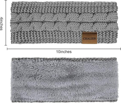 Chalier Cozy Winter Cable Knit Headband Set for Women – Warm Ear Warmer