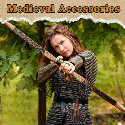 Brown Medieval Faux Leather Coin Purse with Adjustable Drawstring