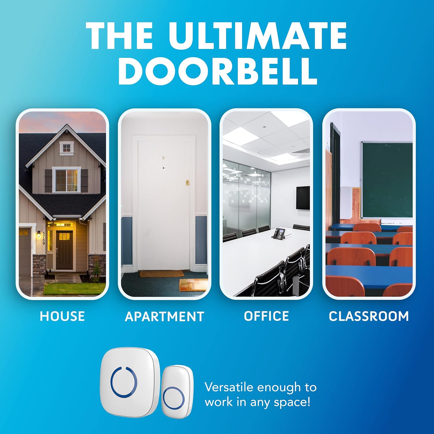 SadoTech Wireless Doorbell Kit with Two Receivers and LED Flash for Home