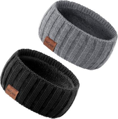 DRESHOW Women’s Warm Knitted Headband with Thick Fleece Lining