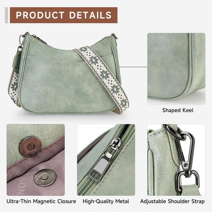 APHISON Small Vegan Leather Crossbody Shoulder Bag with Adjustable Strap