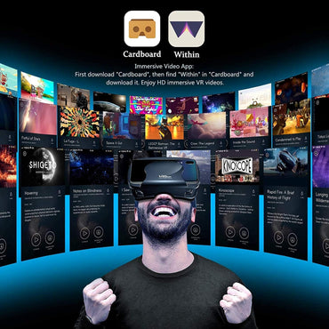 BSSJZP VR Headset with 3D Controller Adjustable HD Blu-Ray Eye Protection for 5-7 Inch Smartphones Android