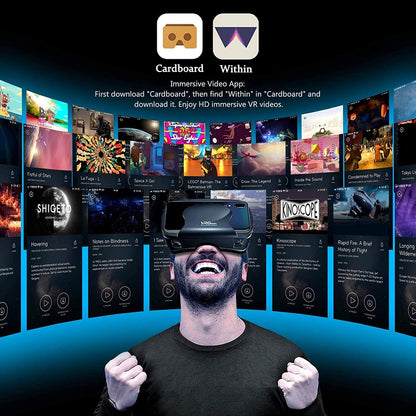 BSSJZP VR Headset with 3D Controller Adjustable HD Blu-Ray Eye Protection for 5-7 Inch Smartphones Android