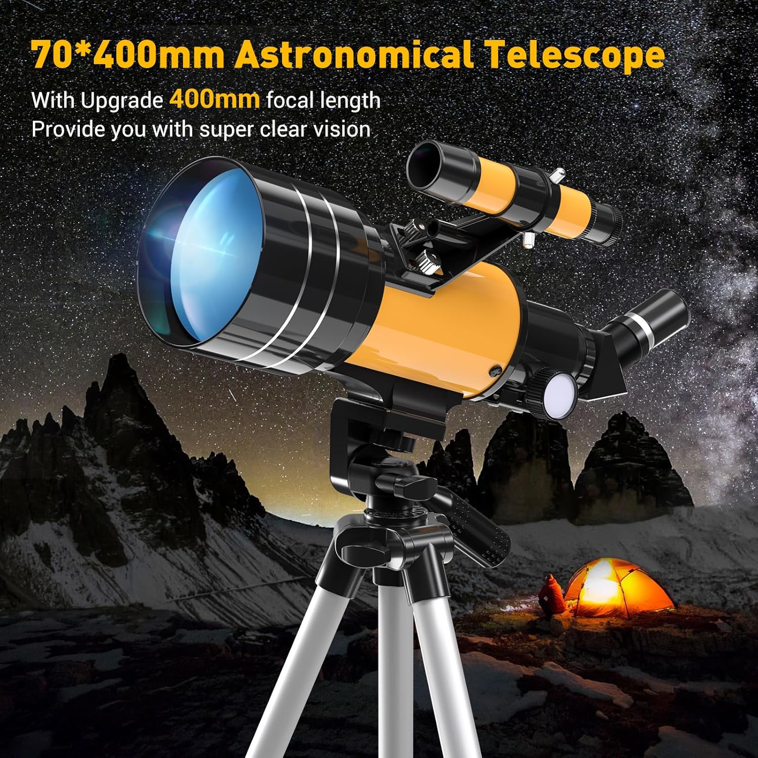 400mm/70mm HD 200X Refractor Telescope Kit with Phone Adapter