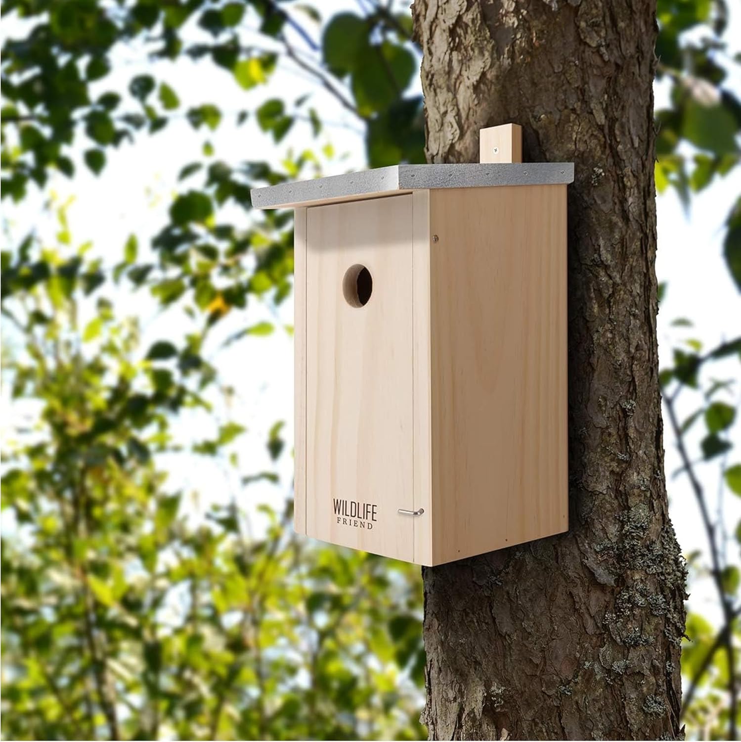 WILDLIFE FRIEND NABU Solid Wood Weatherproof Birdhouse with Metal Roof, 32mm Entrance