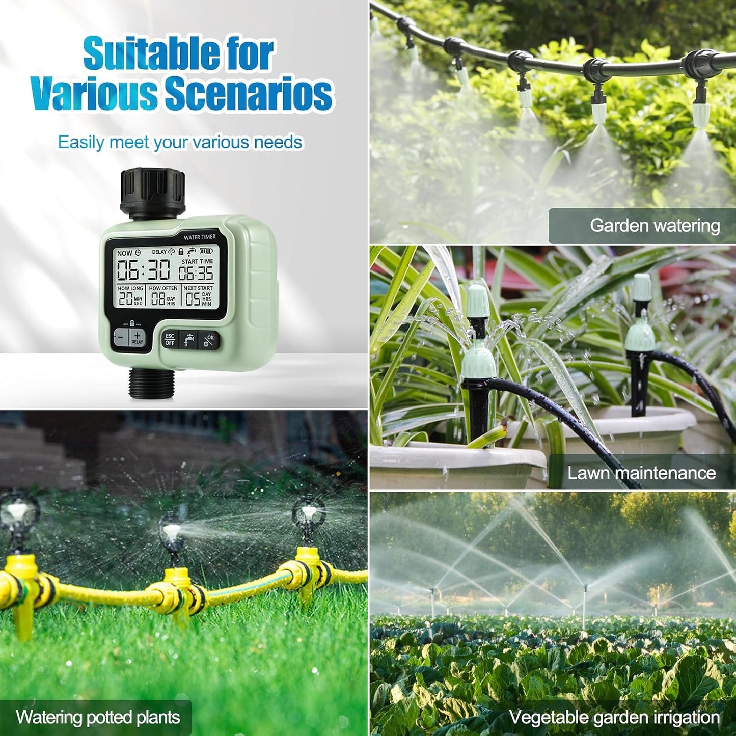 CROSOFMI HCT-322 Watering Timer Programmable Garden Hose Faucet with Rain Delay