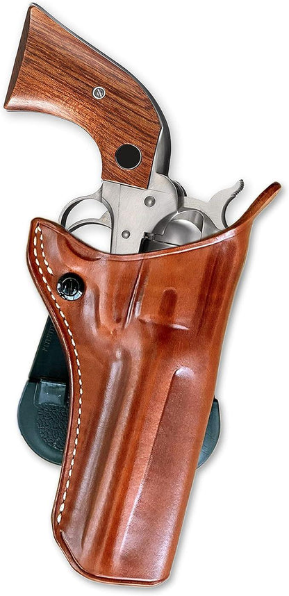 Premium Brown Leather Paddle OWB Revolver Holster for Blackhawk 4.6" - Gomix Brands Outlet