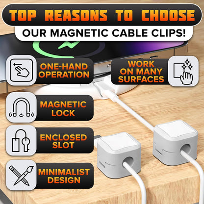 Grizzly Supply Magnetic Cable Holder 10-Pack White for Charging HDMI USB Cables