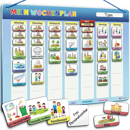 Magnetic Weekly Routine Planner for Kids with 250 Montessori Magnets