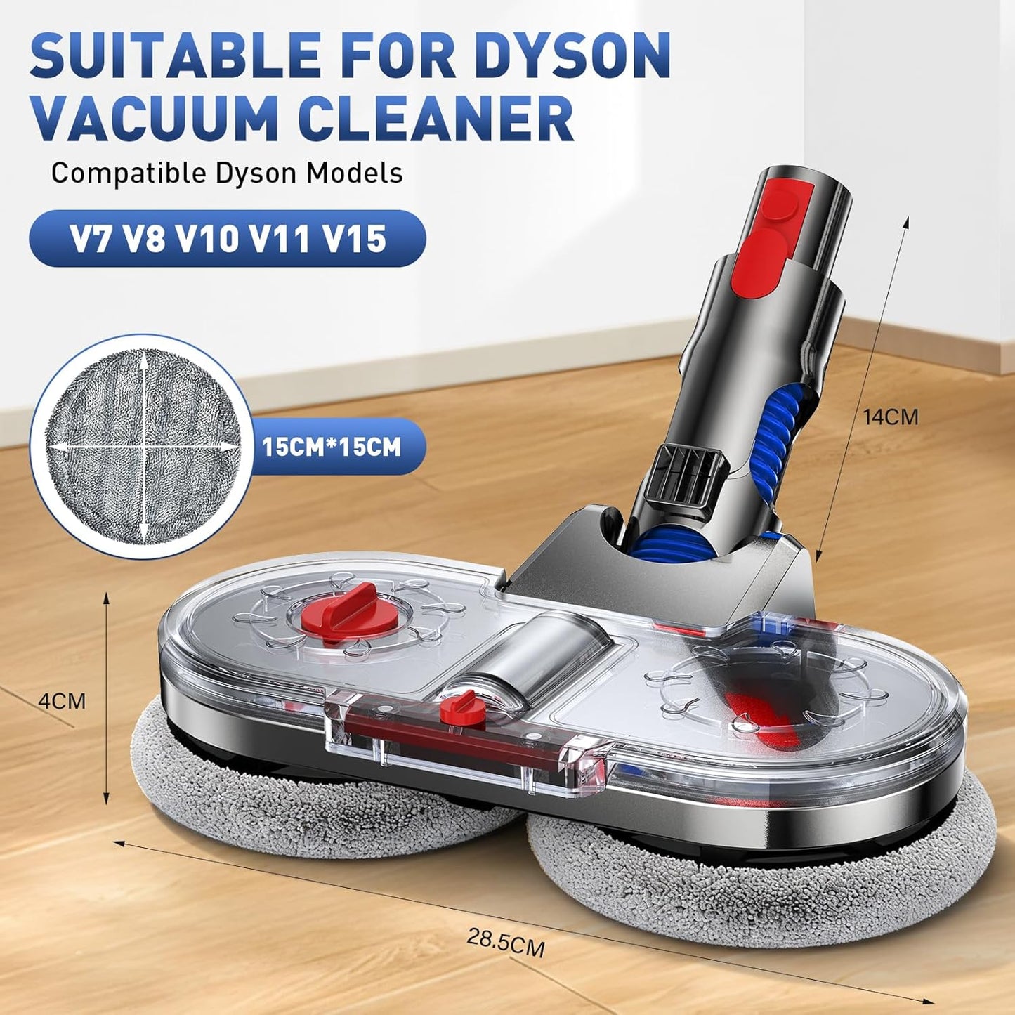 NIKYJM Mop Head for Dyson Vacuum, Removable Tank, 8 Pads