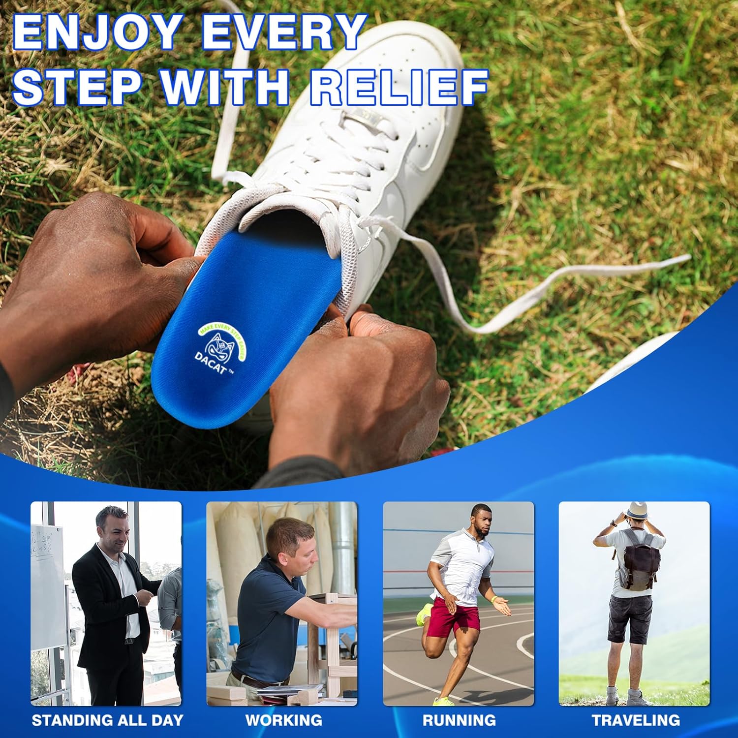 DACAT Orthopedic Arch Support Insoles for Plantar Fasciitis Blue