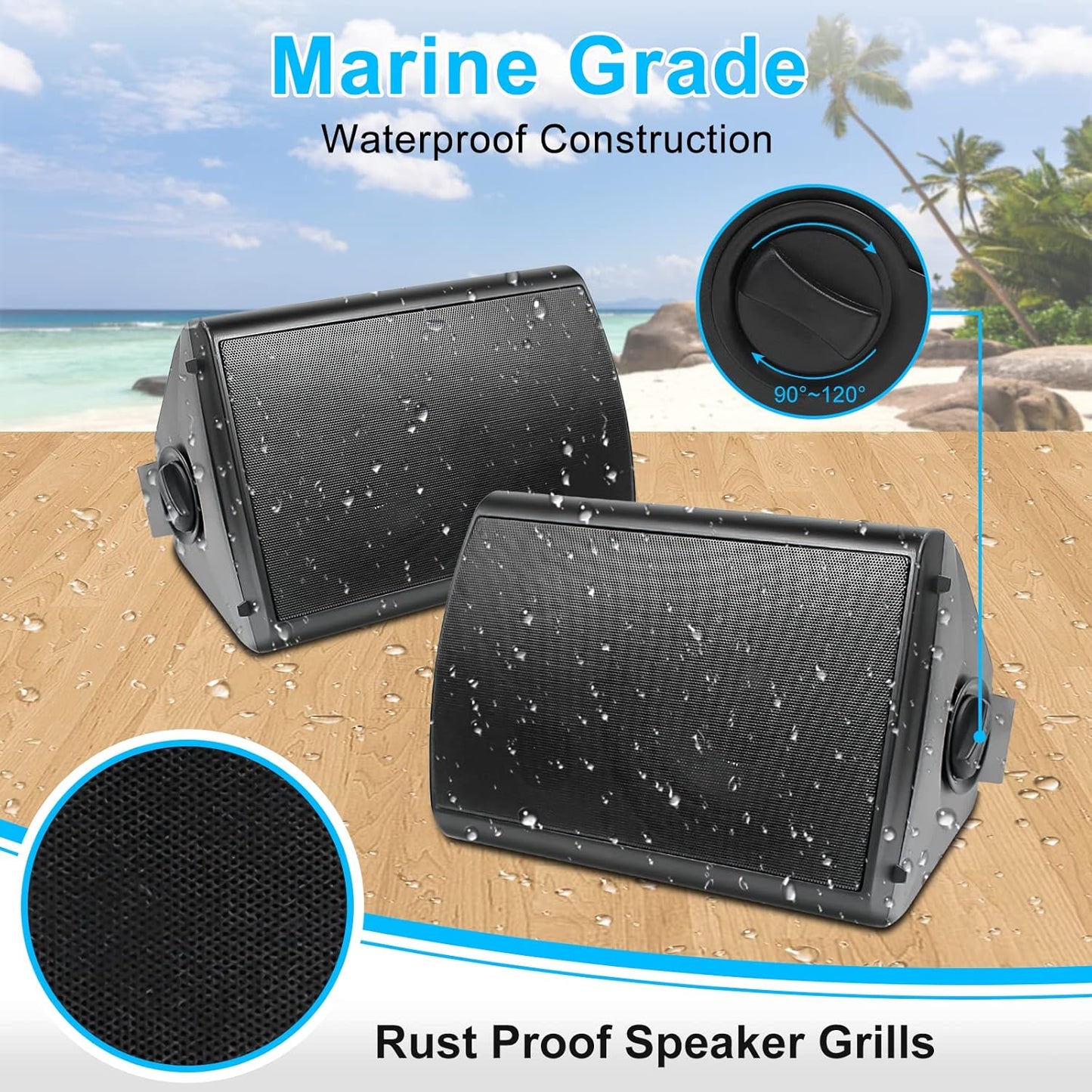 Herdio 6.5" Waterproof Bluetooth Outdoor Speakers with 400W Power