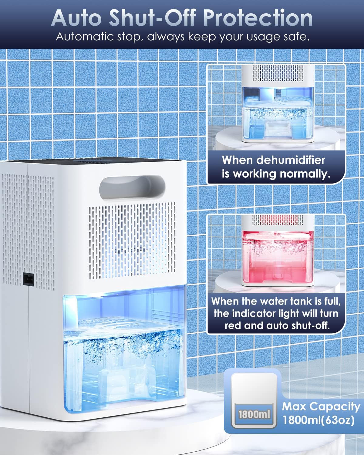 MAPOOR DS01 Small Dehumidifier 1.8L White