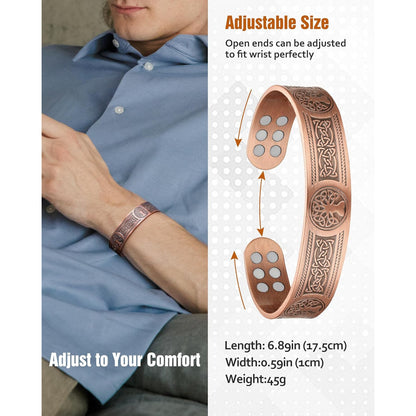 Jecanori 18X Strength Men's Magnetic Copper Bracelet – 3800 Gauss