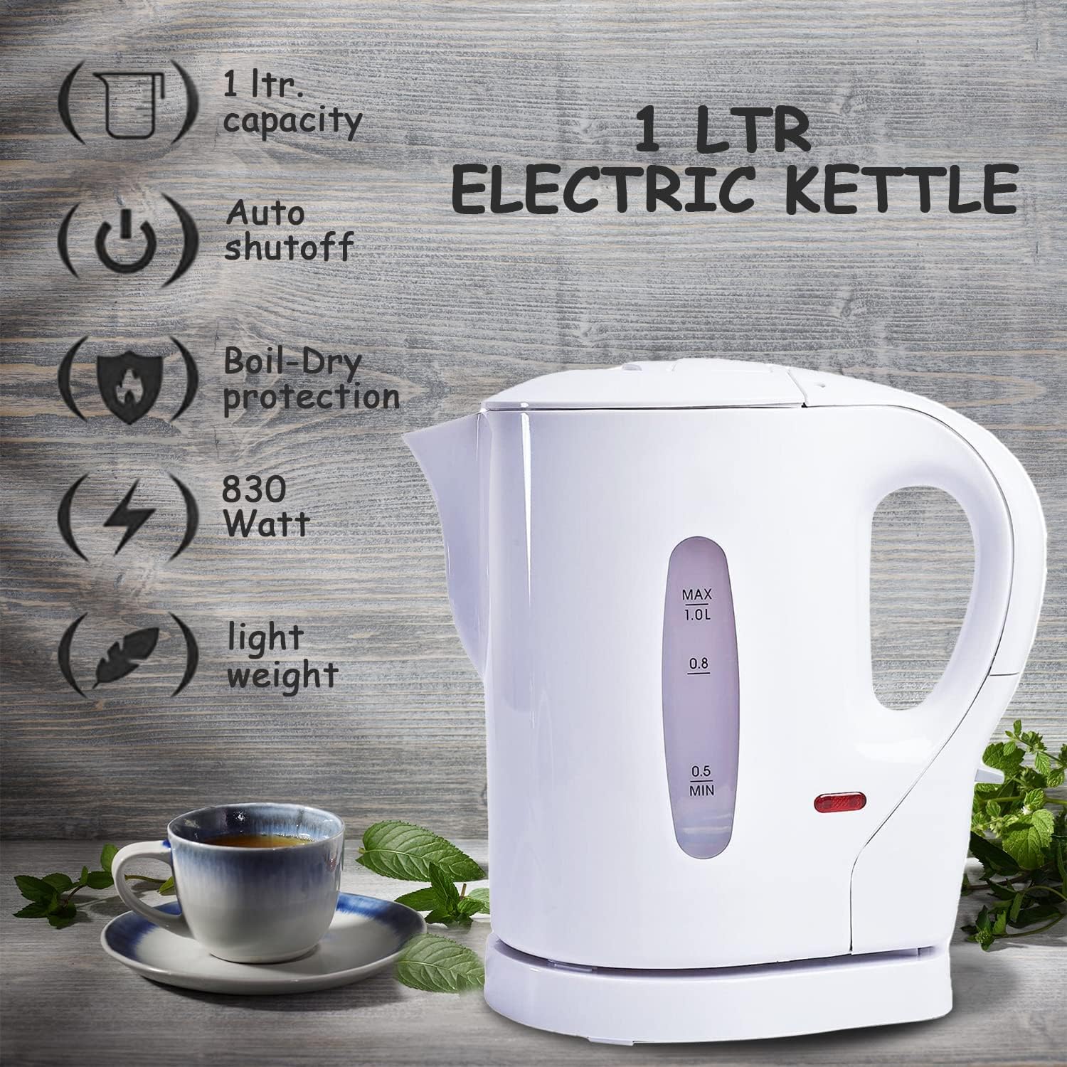 Crystals Cordless 1L Electric Kettle – Lightweight Portable Boiling Solution