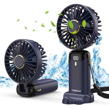 TUSRAC Portable 5000mAh USB Rechargeable Handheld Desk Fan, 5 Speeds, Pink