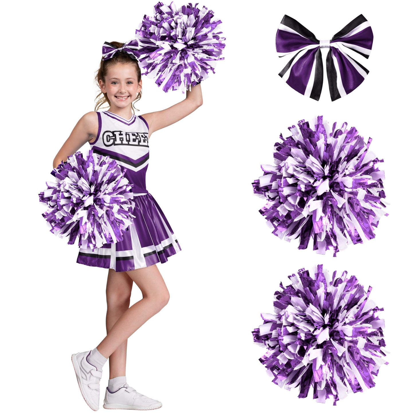 Spooktacular Purple & White Girls Cheerleader Costume – Halloween Outfit