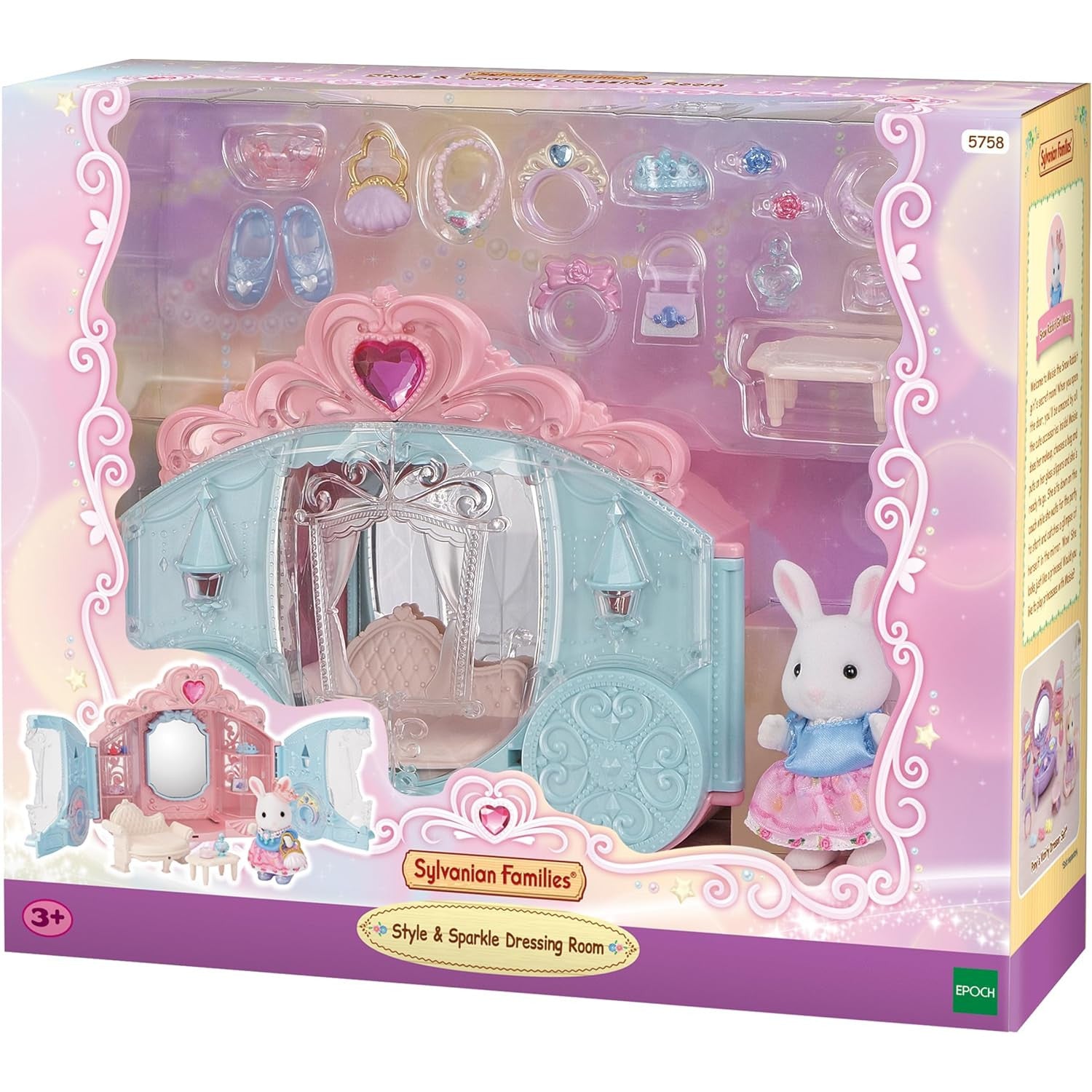 Sylvanian Families Elegant Dressing Room Playset with Snow Rabbit Figure