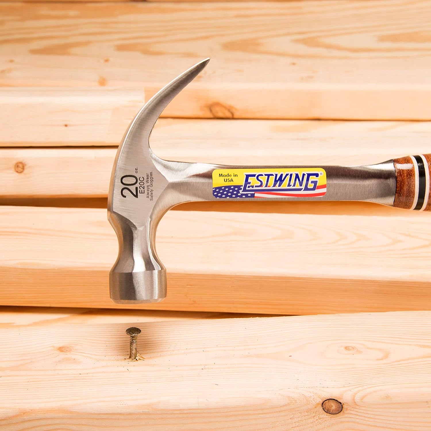Estwing 20 oz Curved Claw Hammer with Leather Grip